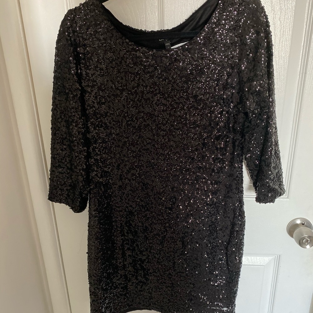Black sequin dress with 3/4 sleeves